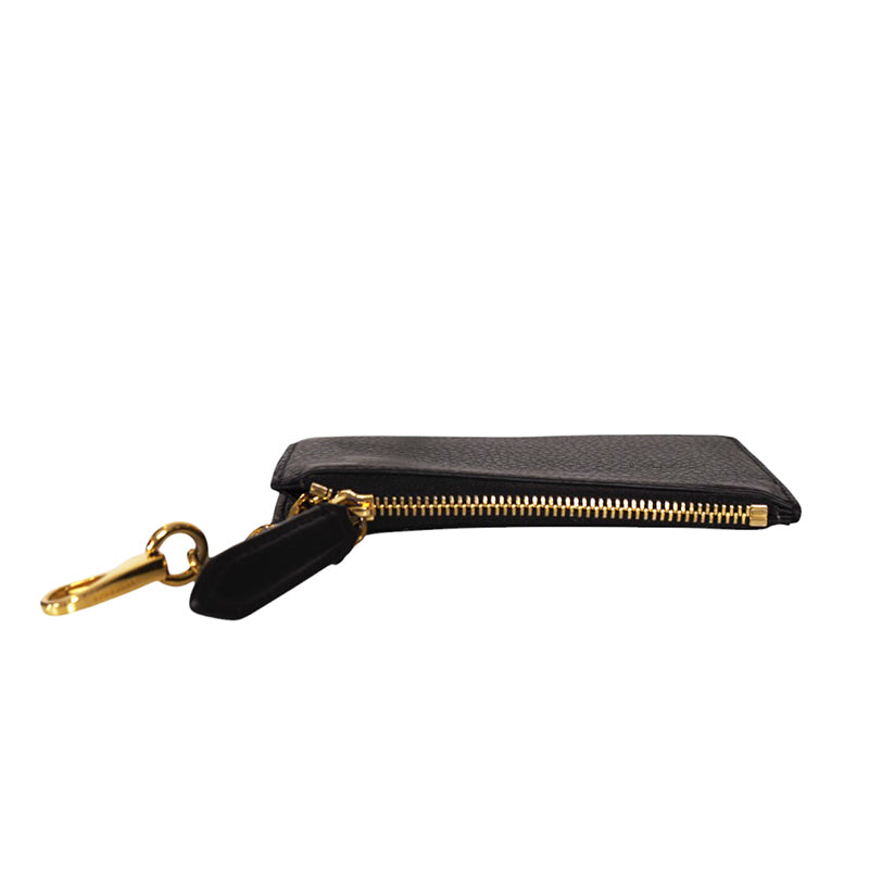 NEW $345 BURBERRY Black Leather GOLD STUDDED Zip Pouch WALLET CARD CASE NWOT