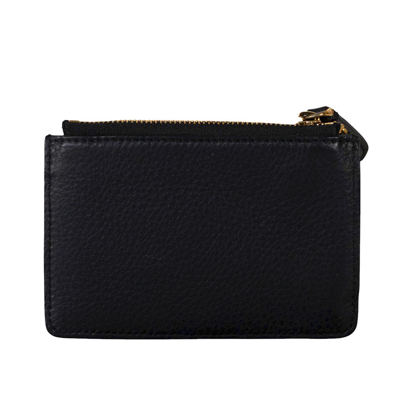 NEW $345 BURBERRY Black Leather GOLD STUDDED Zip Pouch WALLET CARD CASE NWOT