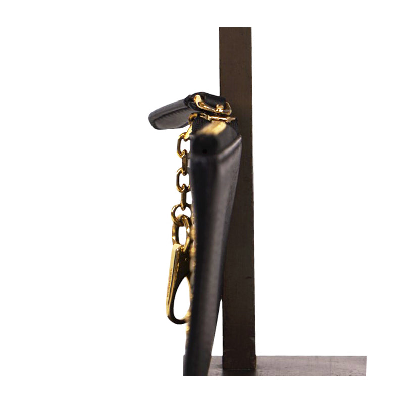 NEW $345 BURBERRY Black Leather GOLD STUDDED Zip Pouch WALLET CARD CASE NWOT