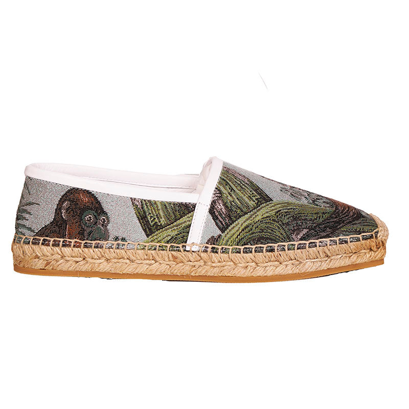 36.5 NEW $550 BURBERRY Woman's MONKEY JACQUARD Leather Trim ESPADRILLE FLATS 6.5