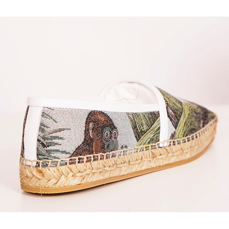 36.5 NEW $550 BURBERRY Woman's MONKEY JACQUARD Leather Trim ESPADRILLE FLATS 6.5