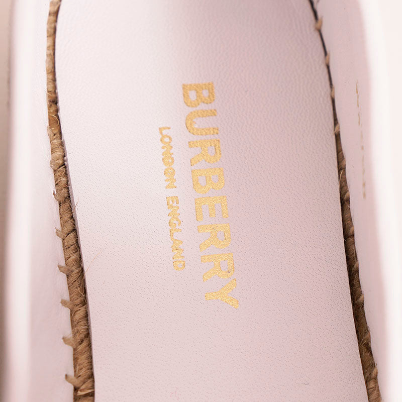 36.5 NEW $550 BURBERRY Woman's MONKEY JACQUARD Leather Trim ESPADRILLE FLATS 6.5