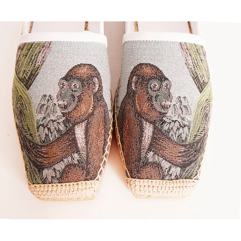 36.5 NEW $550 BURBERRY Woman's MONKEY JACQUARD Leather Trim ESPADRILLE FLATS 6.5