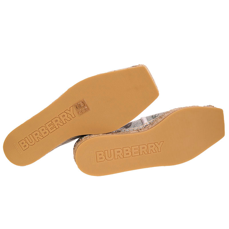 36.5 NEW $550 BURBERRY Woman's MONKEY JACQUARD Leather Trim ESPADRILLE FLATS 6.5