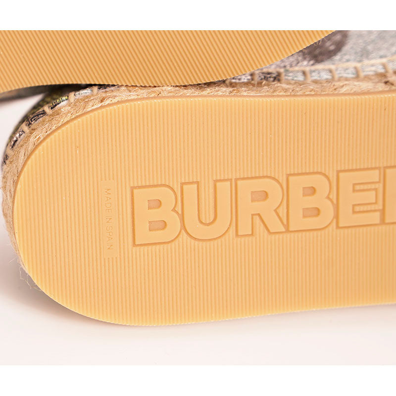36.5 NEW $550 BURBERRY Woman's MONKEY JACQUARD Leather Trim ESPADRILLE FLATS 6.5