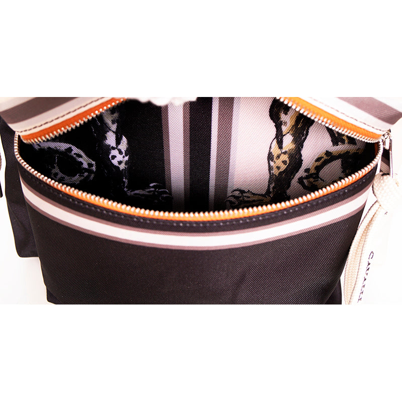 NEW $1,200 ROBERTO CAVALLI Dueling JAGUAR CAT PRINT Leather Nylon BACKPACK BAG