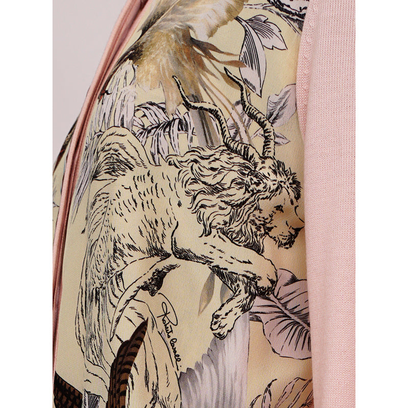 NEW $1,690 ROBERTO CAVALLI 2020 Resort HYBRID ANIMALS Layered Silk Wool CARDIGAN