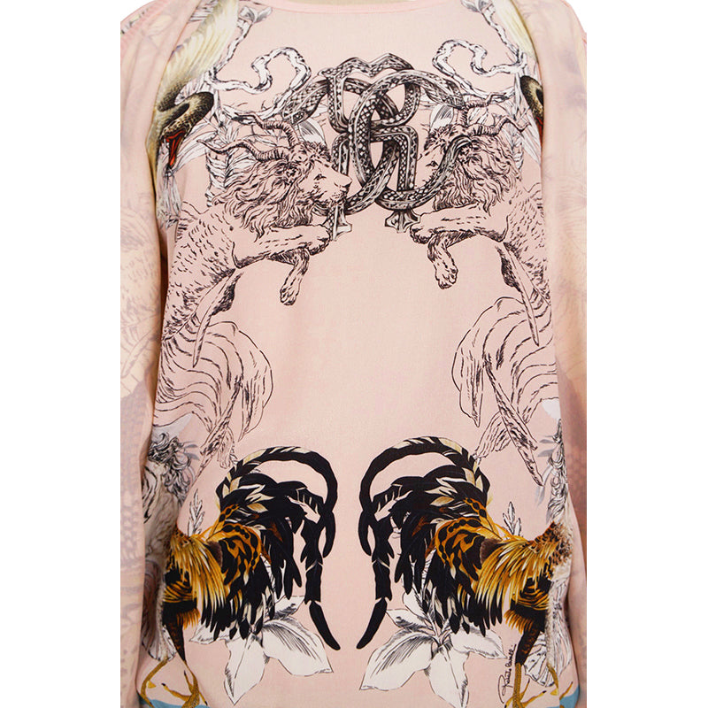 NEW $1,690 ROBERTO CAVALLI 2020 Resort HYBRID ANIMALS Layered Silk Wool CARDIGAN