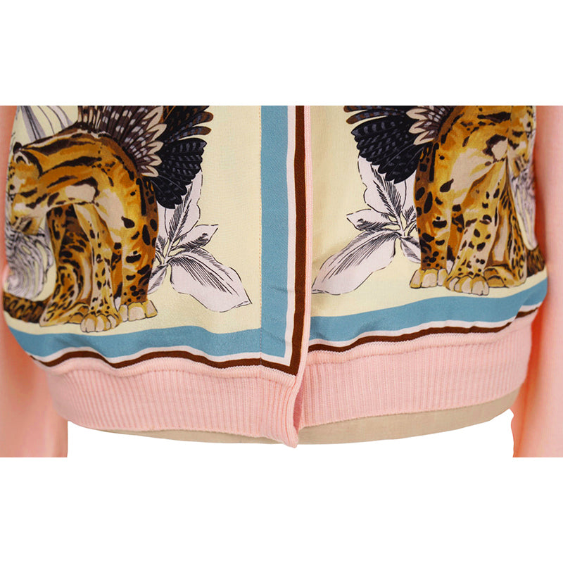 NEW $1,690 ROBERTO CAVALLI 2020 Resort HYBRID ANIMALS Layered Silk Wool CARDIGAN