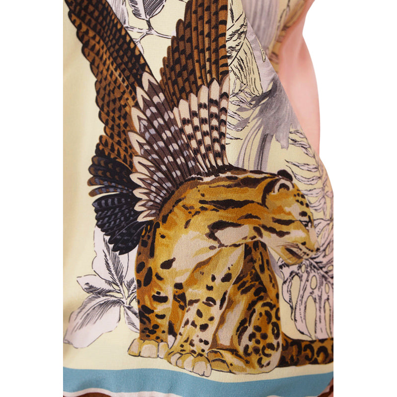 NEW $1,690 ROBERTO CAVALLI 2020 Resort HYBRID ANIMALS Layered Silk Wool CARDIGAN