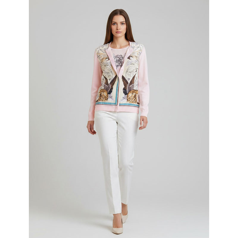 NEW $1,690 ROBERTO CAVALLI 2020 Resort HYBRID ANIMALS Layered Silk Wool CARDIGAN