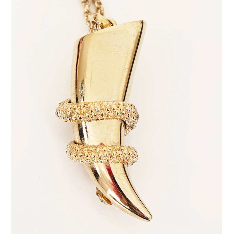 NEW $715 ROBERTO CAVALLI Gold Tone SNAKE HORN Swarovski Crystal Long NECKLACE