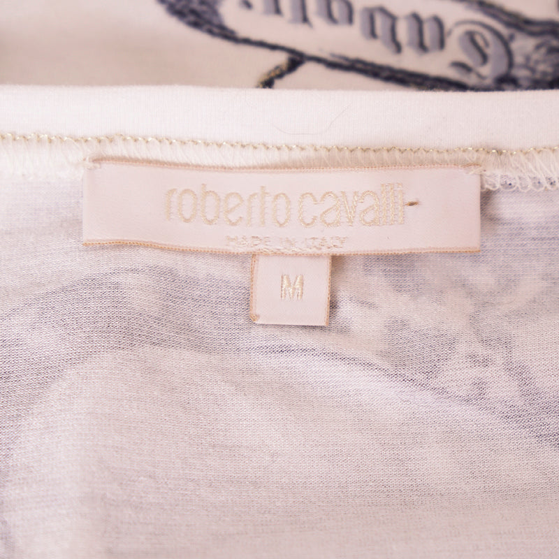 sz M VINTAGE ROBERTO CAVALLI 2003 TATTOO TIGER Floral Modal Jersey Tee TOP SHIRT