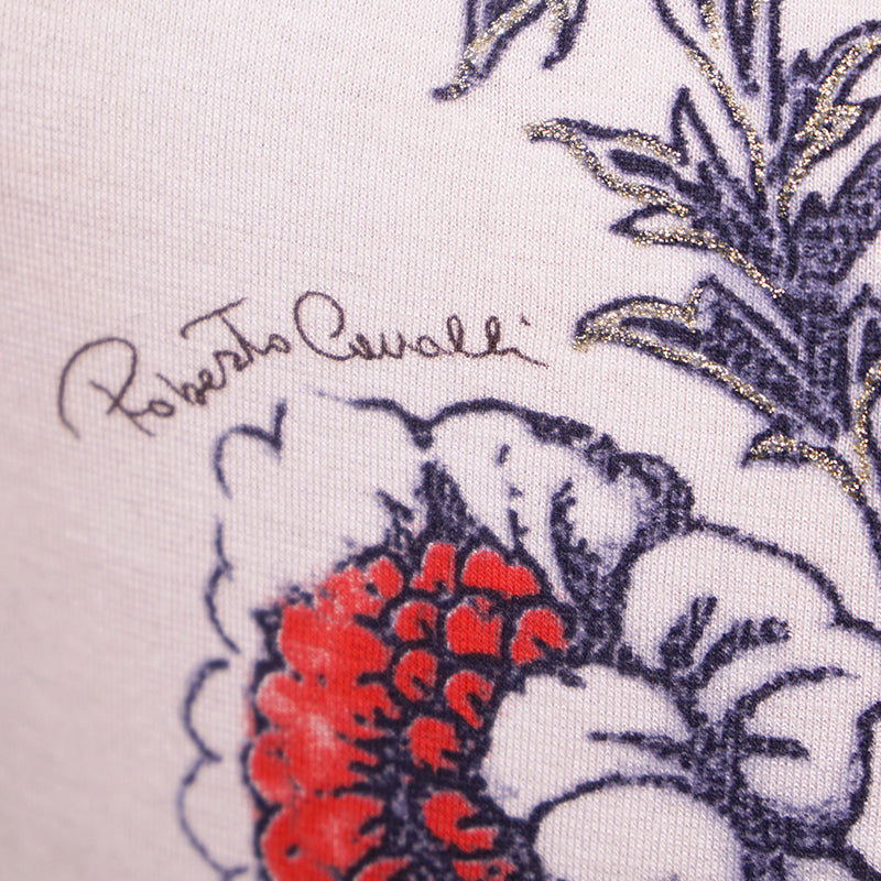 sz M VINTAGE ROBERTO CAVALLI 2003 TATTOO TIGER Floral Modal Jersey Tee TOP SHIRT