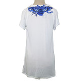 40 NEW $600 ROBERTO CAVALLI White Modal TROPICAL BLUE SHELL HORN T-shirt TEE TOP