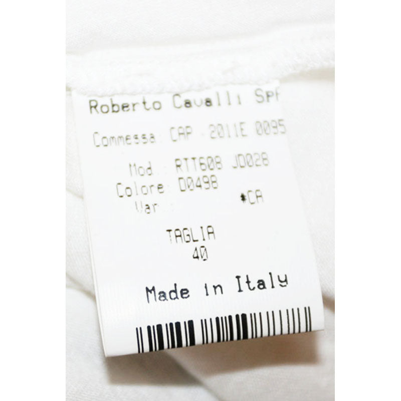 40 NEW $600 ROBERTO CAVALLI White Modal TROPICAL BLUE SHELL HORN T-shirt TEE TOP