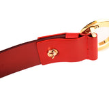 38/95 SALVATORE FERRAGAMO Men’s Red Leather GANCINI ENAMEL BUCKLE BELT CI-679068