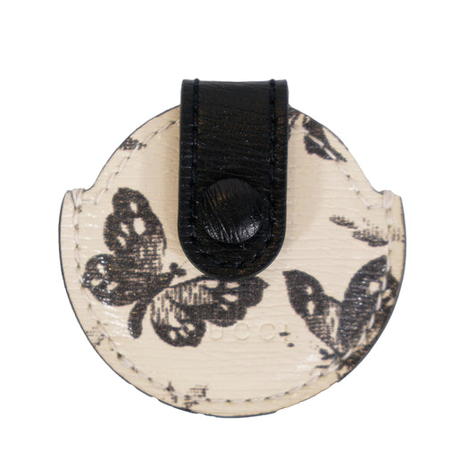 NEW $210 GUCCI Black White HERBARIUM Butterfly Floral Print Pet AIRTAG CASE NIB