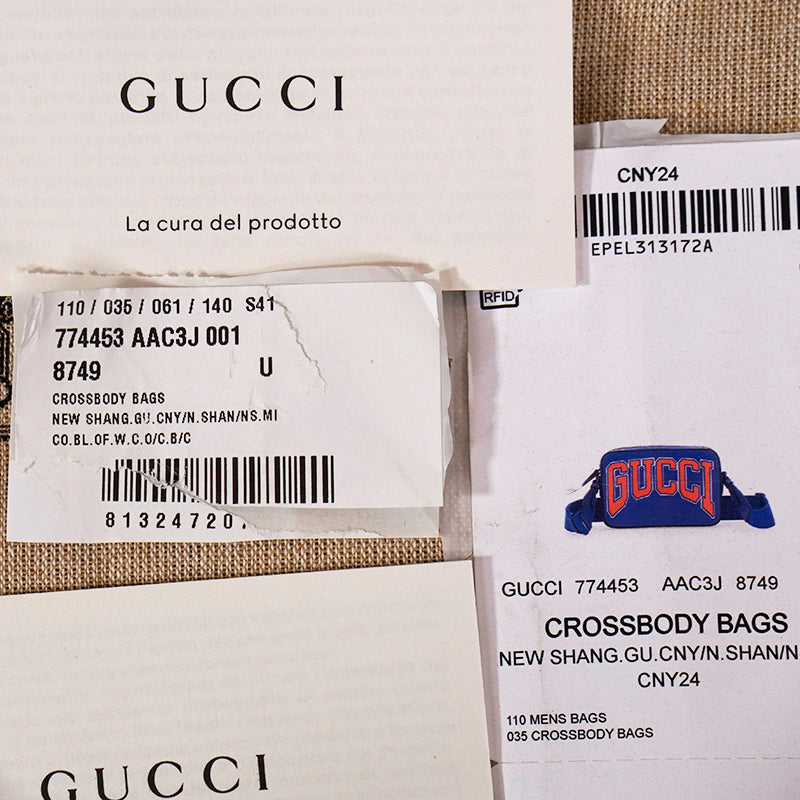 NEW $1,395 GUCCI Chinese New Year DRAGON GG LOGO Blue Leather CAMERA BAG NIB