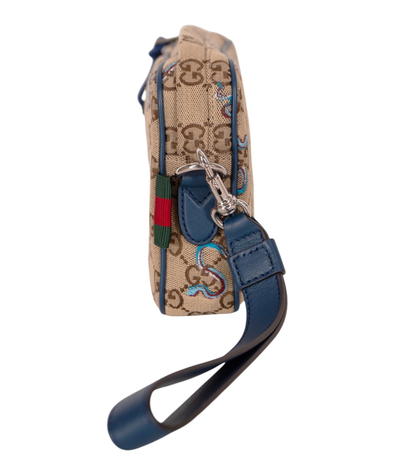 NEW $1890 GUCCI Canvas LUNAR SNAKE BLUE Embroidered GG LOGO Crossbody Camera BAG