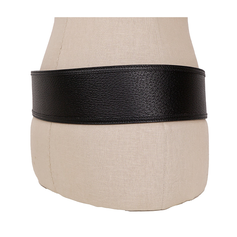 85/34 NEW $695 GUCCI Woman Black Leather GOLD GG MARMONT LOGO Wide Waist BELT