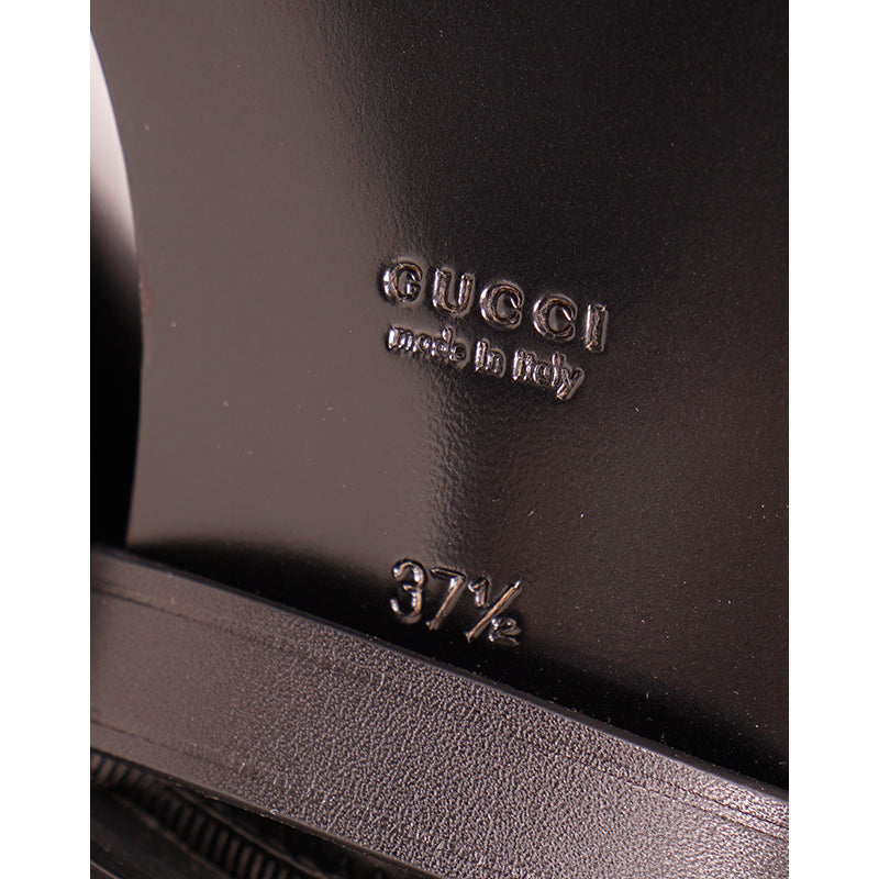 37.5 NEW $2100 GUCCI RUNWAY Black White Optical RIDING BOOTS & HORSEBIT HARNESS