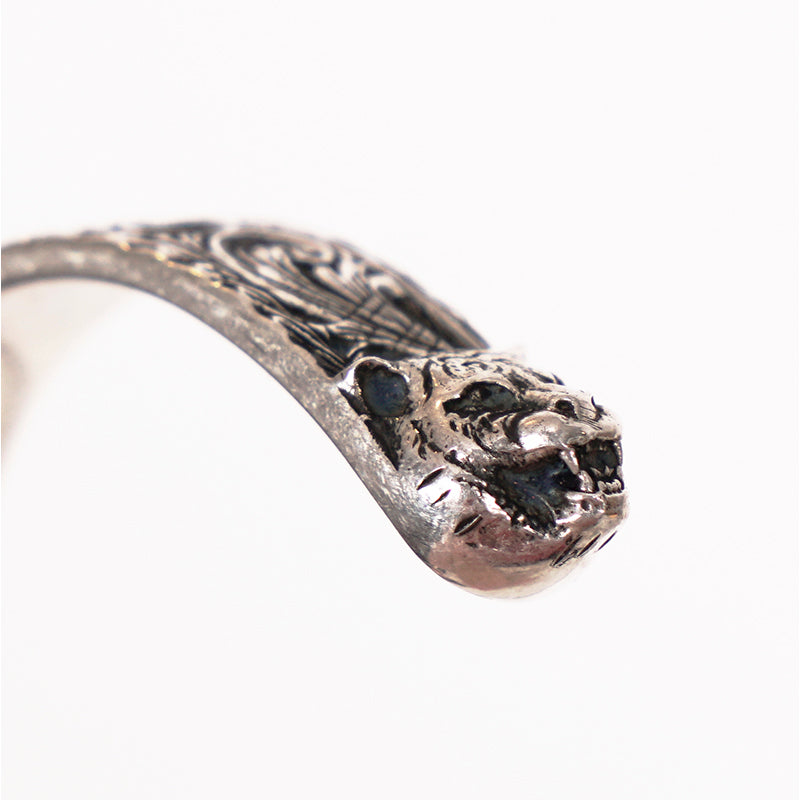 16 NEW $495 GUCCI Garden Sterling Silver GG LOGO CAT FELINE HEAD Cuff BRACELET