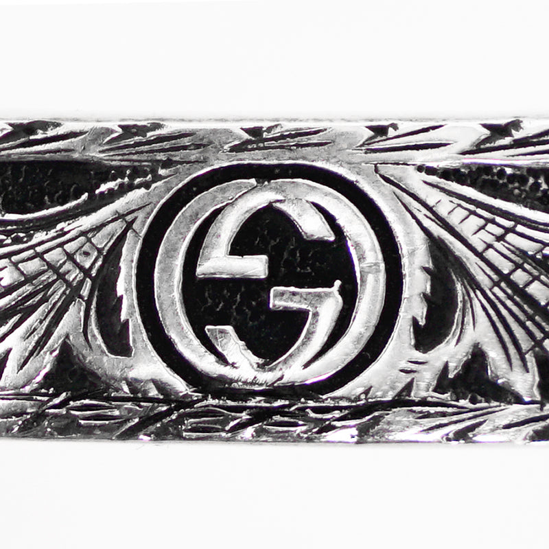 16 NEW $495 GUCCI Garden Sterling Silver GG LOGO CAT FELINE HEAD Cuff BRACELET