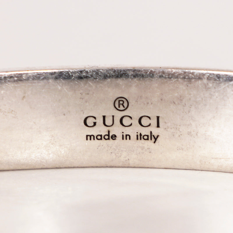 16 NEW $495 GUCCI Garden Sterling Silver GG LOGO CAT FELINE HEAD Cuff BRACELET