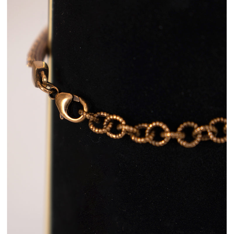 NEW $570 GUCCI Women's MARMONT GG LOGO Crystal & Brass Flower Leather BRACELET