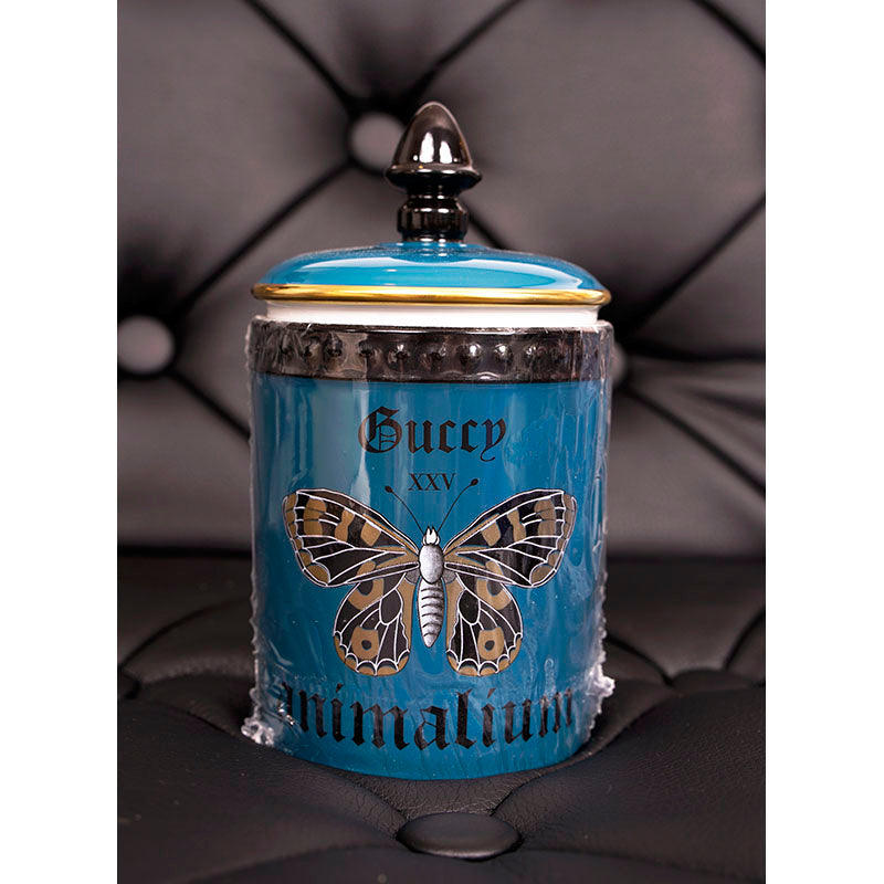 NEW $330 GUCCI Teal BUTTERFLY ANIMALIUM Richard Ginori 1735 Fumus JAR CANDLE NIB