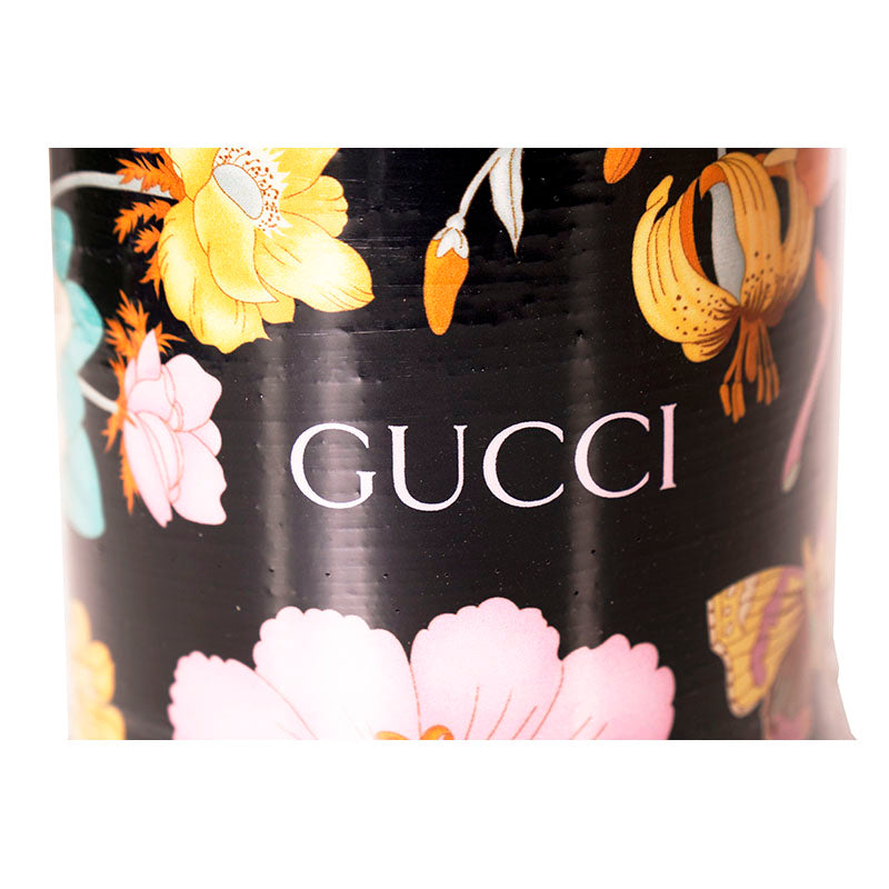 NEW $395 GUCCI Black Metal Container Freesia FLORA FLORAL PRINT Wax CANDLE & LID