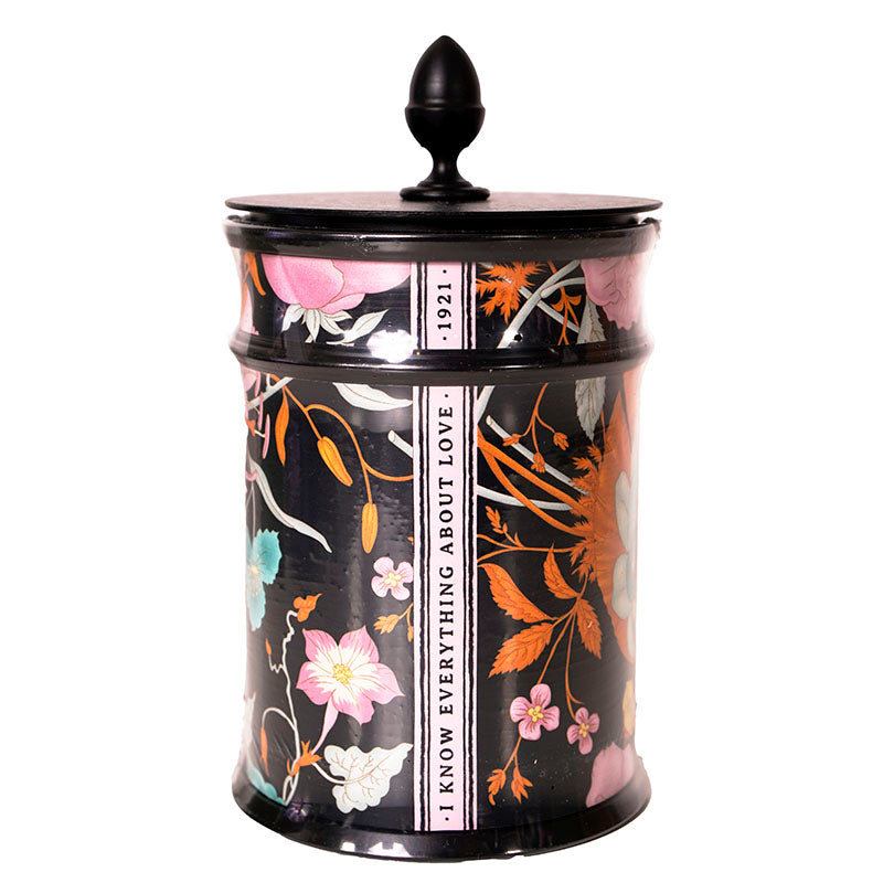 NEW $395 GUCCI Black Metal Container Freesia FLORA FLORAL PRINT Wax CANDLE & LID