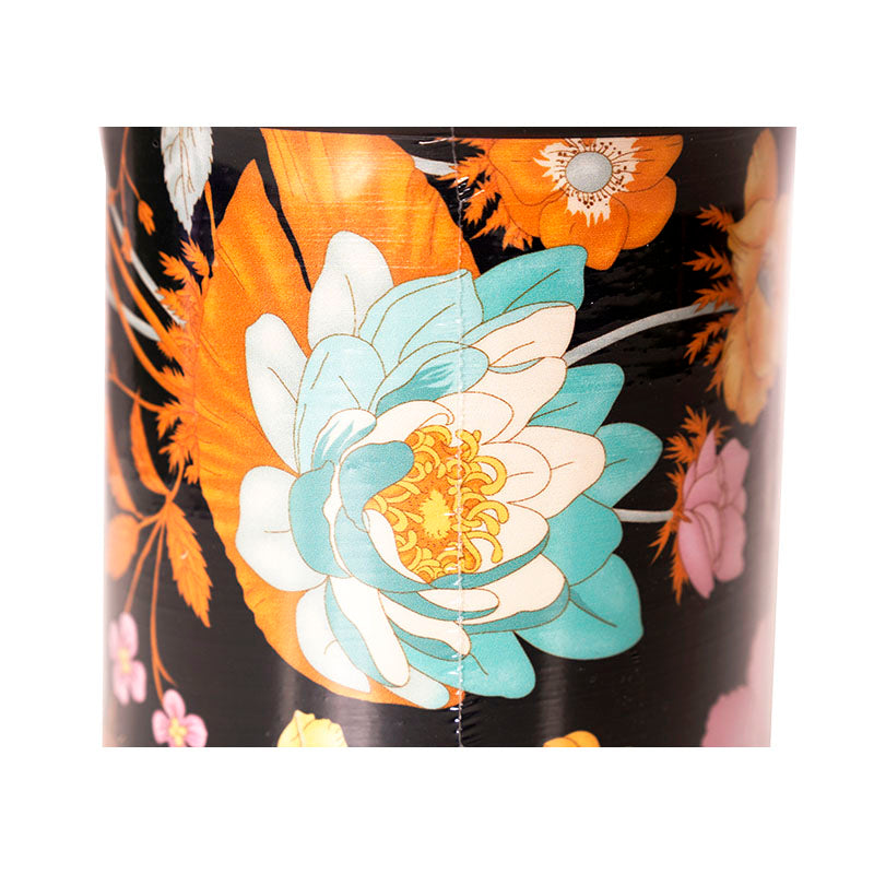 NEW $395 GUCCI Black Metal Container Freesia FLORA FLORAL PRINT Wax CANDLE & LID