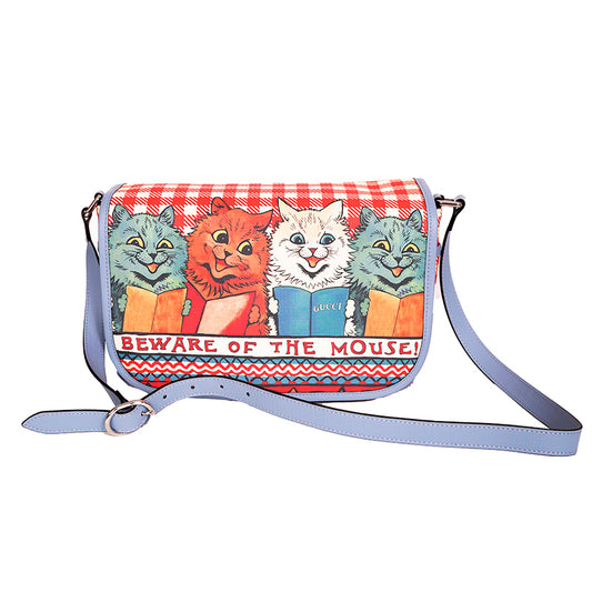 NEW GUCCI JUNIOR Coated Canvas LOUIS WAIN CAT BEWARE OF THE MOUSE Flap BAG NWT