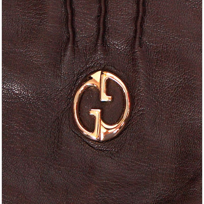 8.5 NEW $730 GUCCI Brown NAPPA LEATHER & Suede 1973 GG LOGO DRIVING GLOVES NIB