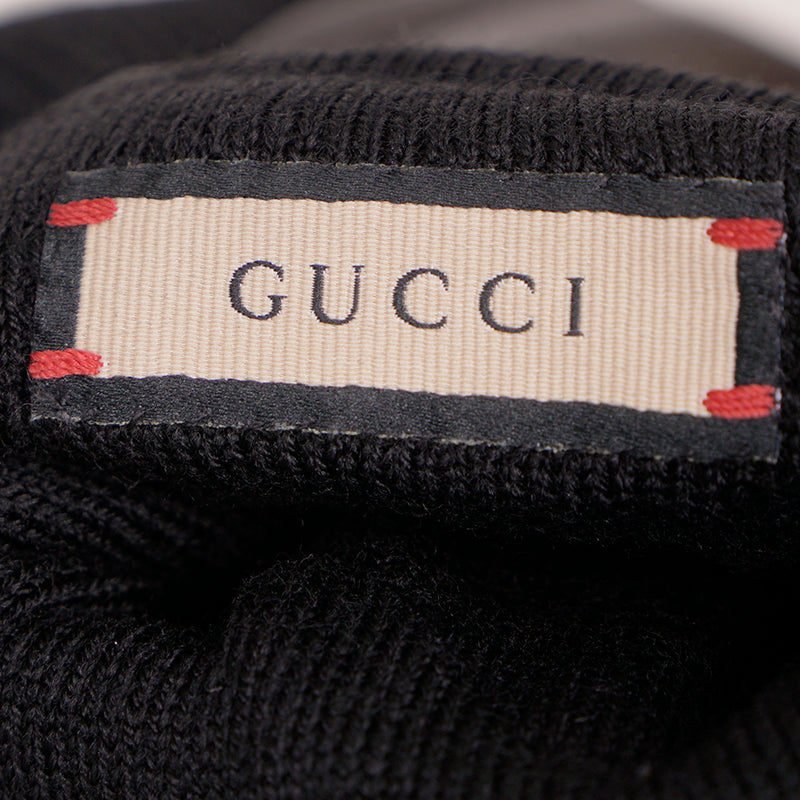 sz 9.5/10.5 M NEW $840 GUCCI Men's Black Leather Lambskin Wool Lined GG LOGO GLOVES
