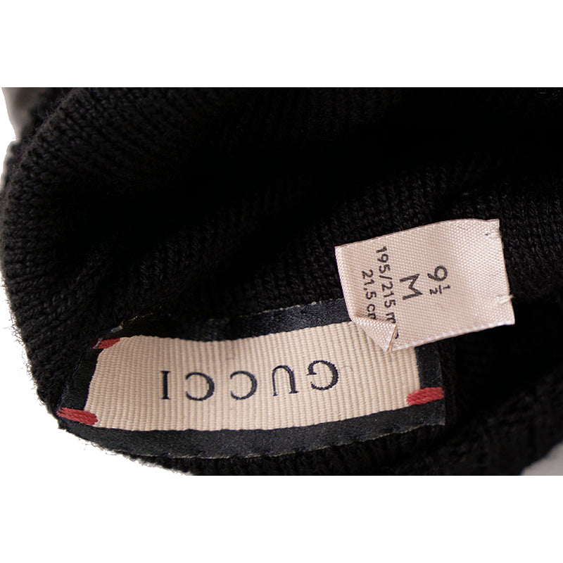 sz 9.5/10.5 M NEW $840 GUCCI Men's Black Leather Lambskin Wool Lined GG LOGO GLOVES