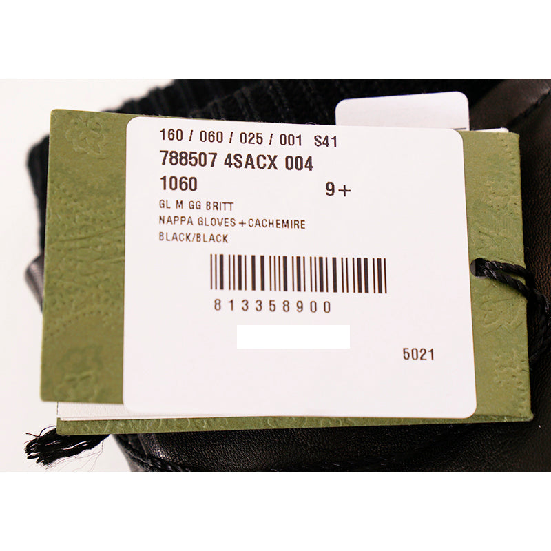 sz 9.5/10.5 M NEW $840 GUCCI Men's Black Leather Lambskin Wool Lined GG LOGO GLOVES