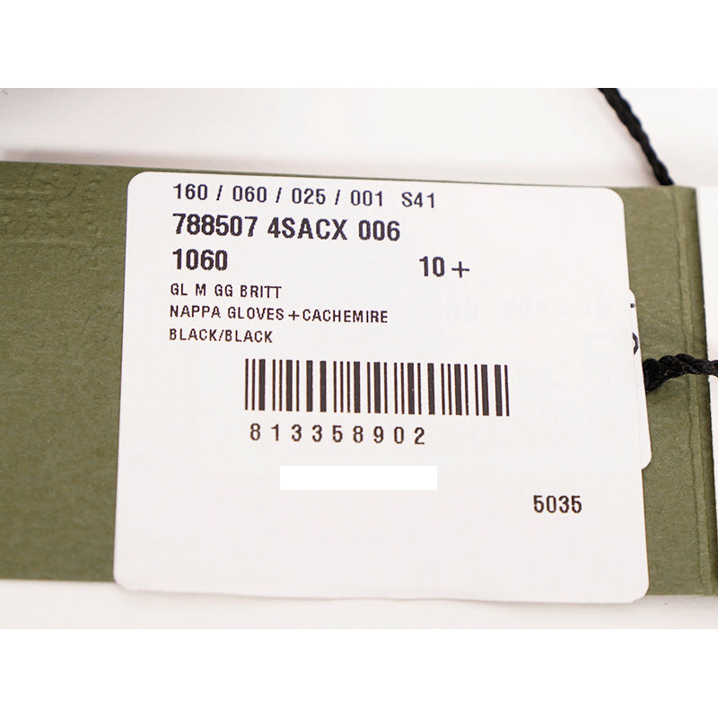 sz 9.5/10.5 M NEW $840 GUCCI Men's Black Leather Lambskin Wool Lined GG LOGO GLOVES