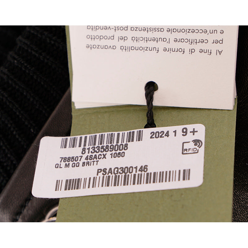 sz 9.5/10.5 M NEW $840 GUCCI Men's Black Leather Lambskin Wool Lined GG LOGO GLOVES