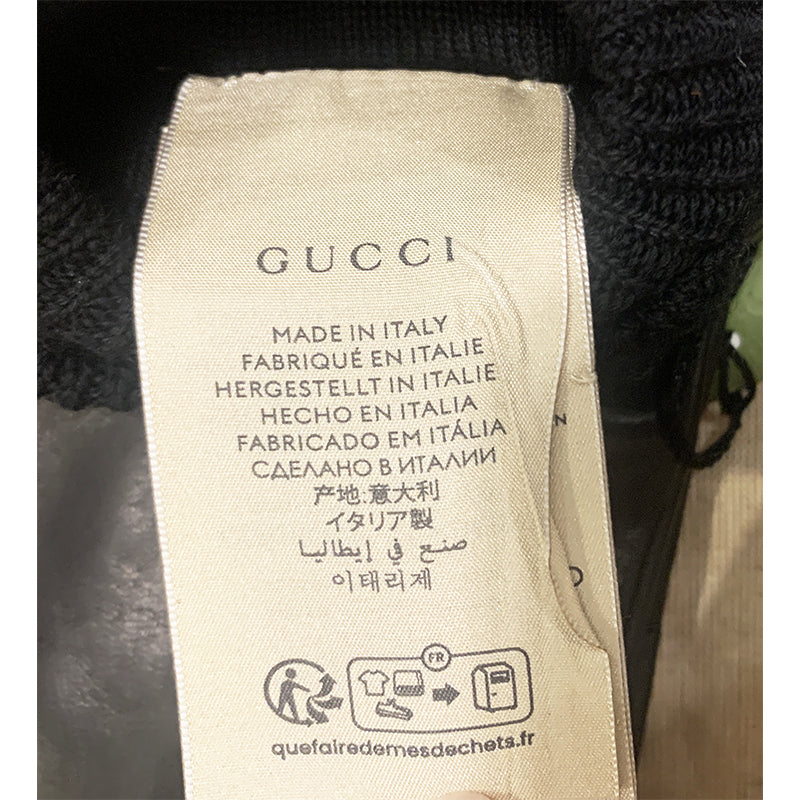 sz 9.5/10.5 M NEW $840 GUCCI Men's Black Leather Lambskin Wool Lined GG LOGO GLOVES