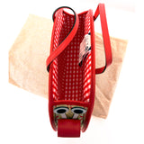 NEW $950 GUCCI JUNIOR Red Leather Trim RAFFIA GG LOGO Cosmogonie SNAIL TOTE BAG