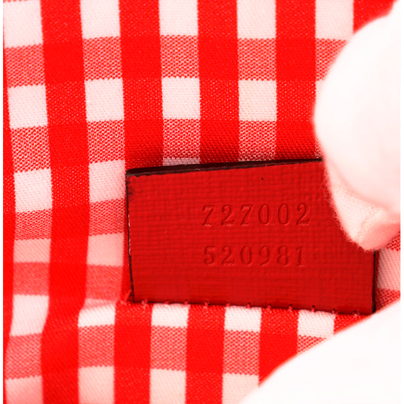 NEW $950 GUCCI JUNIOR Red Leather Trim RAFFIA GG LOGO Cosmogonie SNAIL TOTE BAG