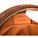 NEW GUCCI JUNIOR Lion GG EYES Leather Appliqué Brown Corduroy Pouch WRISTLET BAG
