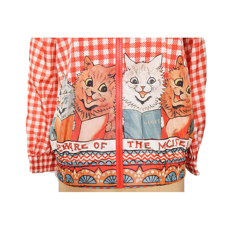 Kids 12 Womans XS NEW $1,350 GUCCI Red LOUIS WAIN CAT BEWARE MOUSE Hoodie JACKET
