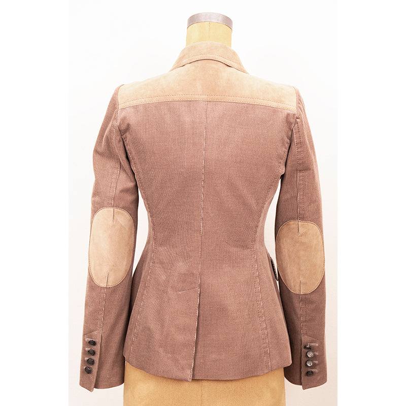 sz S NEW $2900 GUCCI EQUESTRIAN Tan Cord CREST LOGO BUTTON Riding BLAZER JACKET