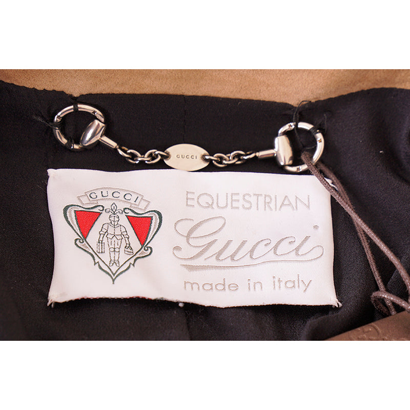 sz S NEW $2900 GUCCI EQUESTRIAN Tan Cord CREST LOGO BUTTON Riding BLAZER JACKET