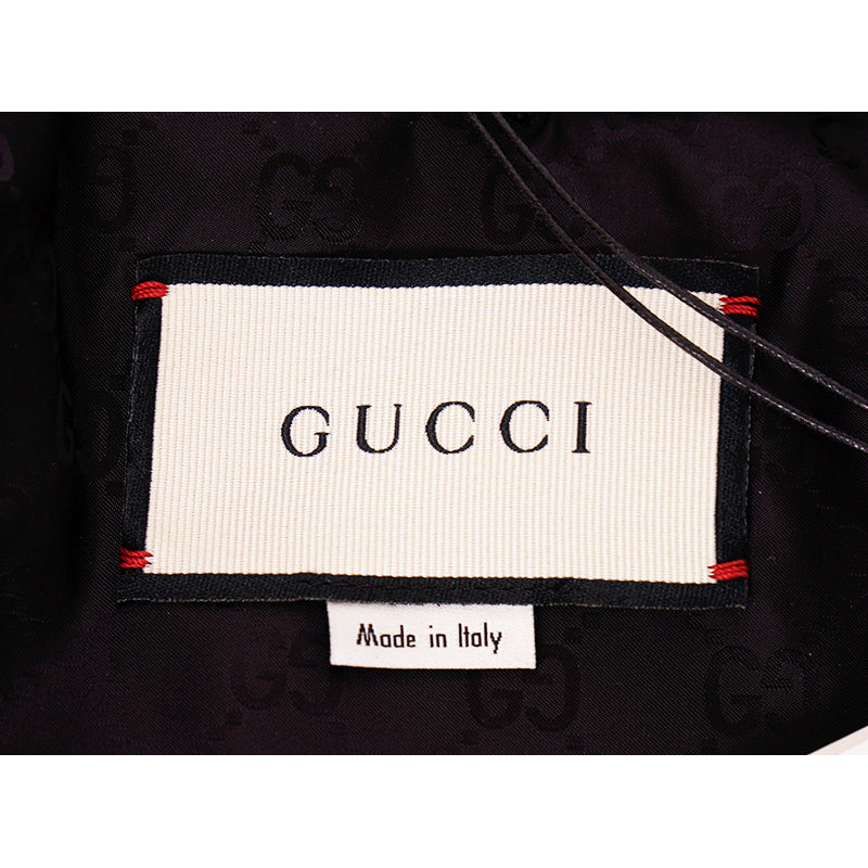 sz 58 NEW $3,400 GUCCI Men's Black Nylon KNIGHT LOGO Down Filled PUFFER JACKET