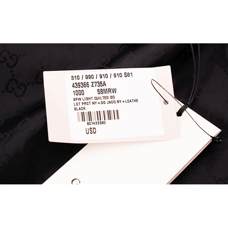 sz 58 NEW $3,400 GUCCI Men's Black Nylon KNIGHT LOGO Down Filled PUFFER JACKET